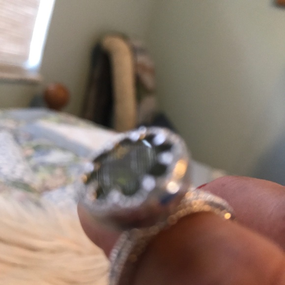 Silver Jade Green CZ ring size 7 - Picture 3 of 5